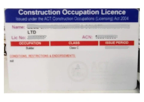 building and construction licence for hire - 1/3