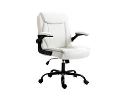Artiss Office Chair Leather Computer Executive Chairs Gaming Study Desk White