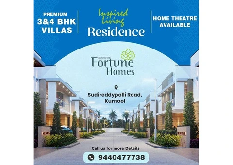 Modern 4BHK Duplex Villas with home theater Kurnool || Vedansha Fortune Homes
