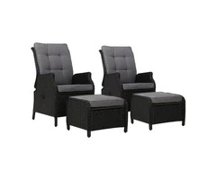 Gardeon Set of 2 Recliner Chairs Sun lounge Outdoor Setting Patio Furniture Wicker Sofa