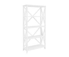 Daisy Bookshelf Bookcase 4 Tier Solid Acacia Wood Hampton Furniture - White