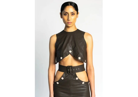 Checkout High Quality Leather Midi Skirt at Lourde Australia