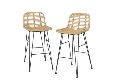 Gardeon 2-Piece Outdoor Bar Stools Wicker Dining Chair Bistro Patio Balcony