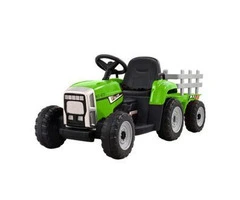 Rigo Ride On Car Tractor Trailer Toy Kids Electric Cars 12V Battery Green