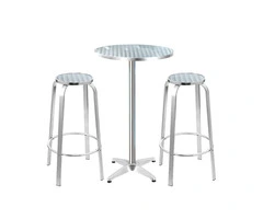 Gardeon Outdoor Bistro Set Bar Table Stools Adjustable Aluminium Cafe 3PC Round