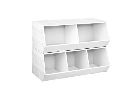 Keezi Kids Toy Box Stackable Bookshelf Storage Organiser Bookcase Shelf - 1/3