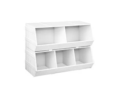 Keezi Kids Toy Box Stackable Bookshelf Storage Organiser Bookcase Shelf