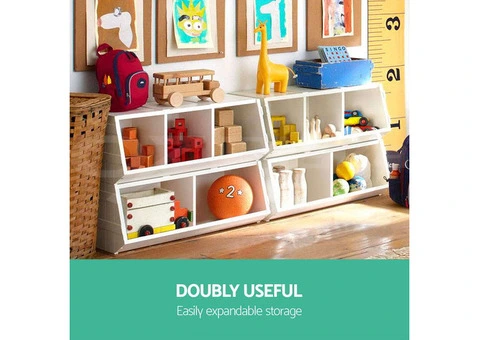Keezi Kids Toy Box Stackable Bookshelf Storage Organiser Bookcase Shelf - 3/3