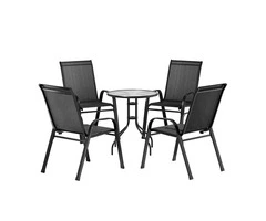 Gardeon Outdoor Furniture 5PC Table and chairs Stackable Bistro Set Patio Coffee