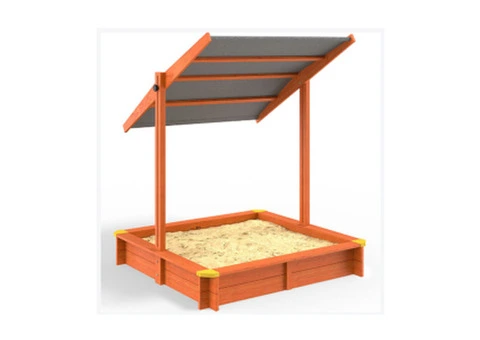 Kids Wooden Toy Sandpit with Adjustable Canopy