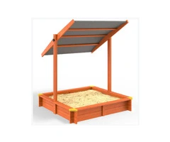 Kids Wooden Toy Sandpit with Adjustable Canopy