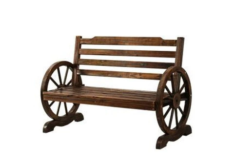 Gardeon Wooden Wagon Wheel Bench – Brown