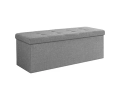 SONGMICS 110cm Storage Ottoman Bench Light Grey