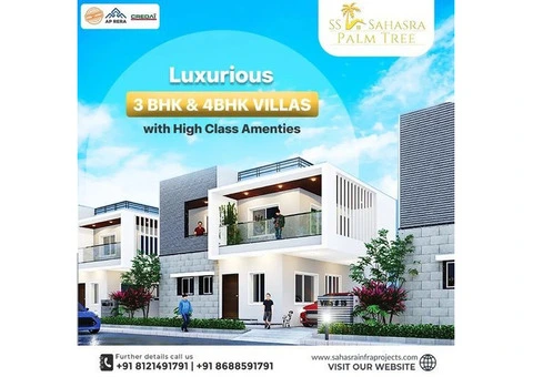 3BHK and 4BHK villas near Sudireddypalli Road || SS Sahasra Palm