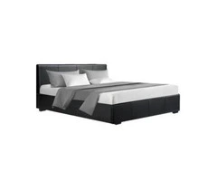 Artiss Nino Bed Frame PU Leather – Black Queen