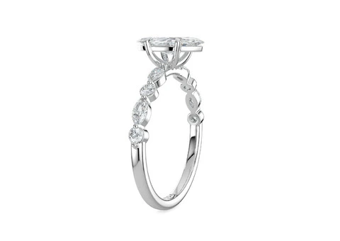 18K White Gold Jasmine Marquise Classic Engagement Ring for Sale
