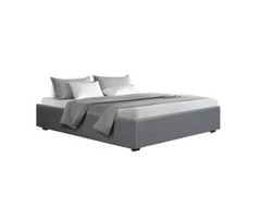 Artiss Bed Frame King Size Gas Lift Base With Storage Platform Grey Fabric Toki Collection
