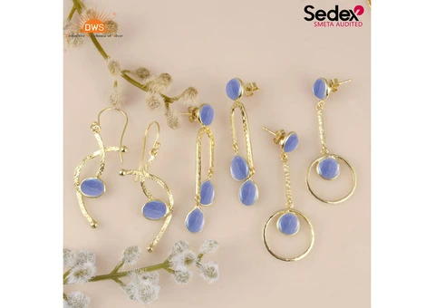 Exquisite Blue Lace Agate Earrings Set for Women