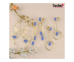Exquisite Blue Lace Agate Earrings Set for Women