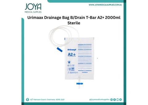Urimaax Drainage Bag B/Drain T-Bar A2+ 2000ml Sterile | Australia