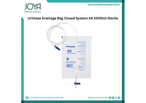 Urimaax Drainage Bag Closed System A4 2000ml Sterile | Australia