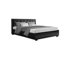 Artiss Tiyo Bed Frame PU Leather Gas Lift Storage – Black King