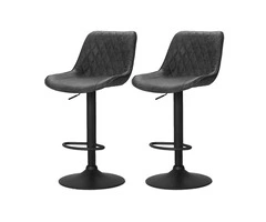 Artiss Set of 2 Bar Stools Kitchen Stool Chairs Metal Barstool Dining Chair Black Rushal