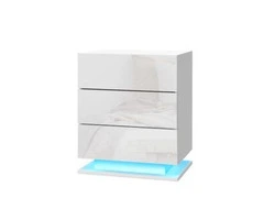 Artiss Bedside Tables Side Table RGB LED Lamp 3 Drawers Nightstand Gloss White