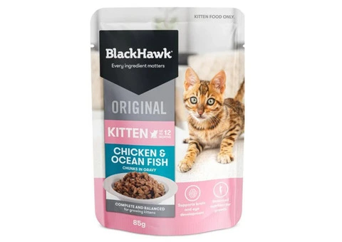 Black Hawk Original Kitten Food Chicken Ocean Fish in Gravy