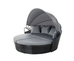 Gardeon Outdoor Lounge Setting Patio Furniture Sofa Wicker Garden Rattan Set Day Bed Black