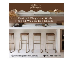 Crafted Elegance With Wood Woven Bar Stools