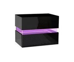 Artiss Bedside Table 2 Drawers RGB LED Side Nightstand High Gloss Cabinet Black