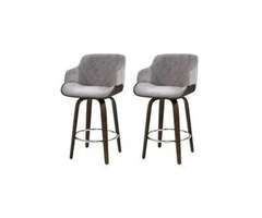 Artiss 2x Kitchen Bar Stools Wooden Bar Stool Chairs Swivel Velvet Fabric Grey