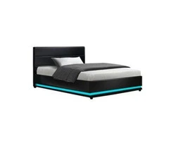 Artiss RGB LED Bed Frame King Single Size Gas Lift Base Storage Leather LUMI