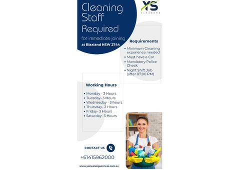 Immediate Requirement for a Cleaner on a daily basis at Blaxland NSW 2744
