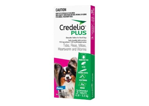 Credelio Plus Provides 4 in 1 Protection Chewable Tablet For Dogs  2.8-5.5kg 3 Pack