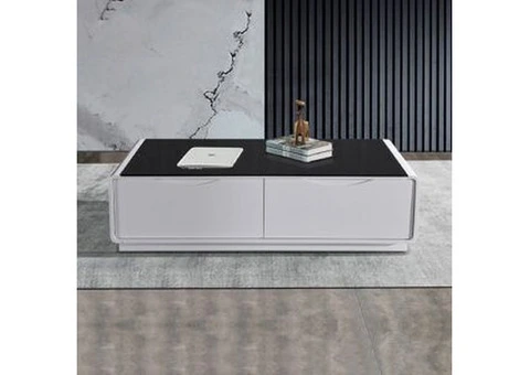 Coffee Table High Gloss Finish MDF Black & White Colour with 2 Drawers Storage