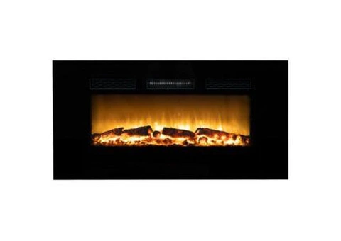 CARSON 100cm Electric Fireplace Heater Wall Mounted 1800W Stove with Log Flame Effect