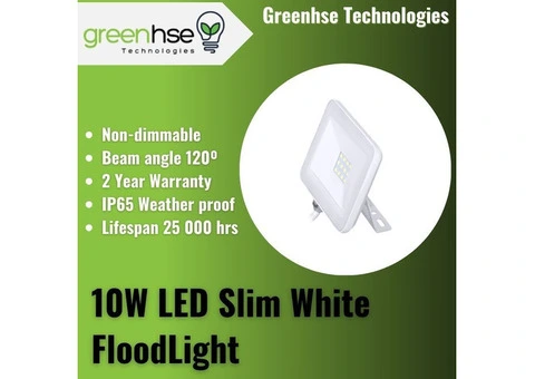 10W LED Slim White FloodLight by Greenhse Technologies