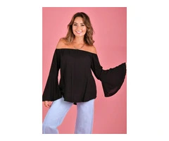 Chic Elegance: Black Bell Sleeve Top