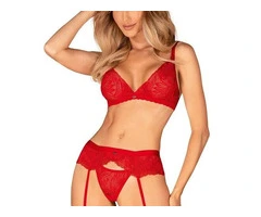 Buy Sexy Sheer Red Bra 3 Piece Lingerie Set At Lingerie Seduction Online Store