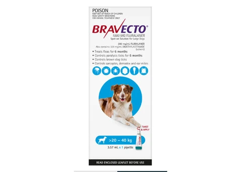 Buy Bravecto Spot On for Large Dogs (20 - 40 kg) Aqua Online