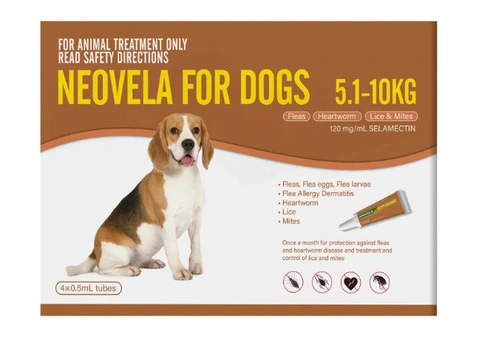 Buy Neovela (Selamectin) Flea and Worming For Dogs 5 - 10 Kg Brown Online