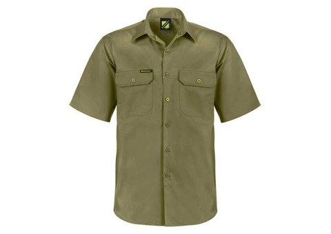 Mens Lightweight Short Sleeve Vented Cotton Drill Shirt