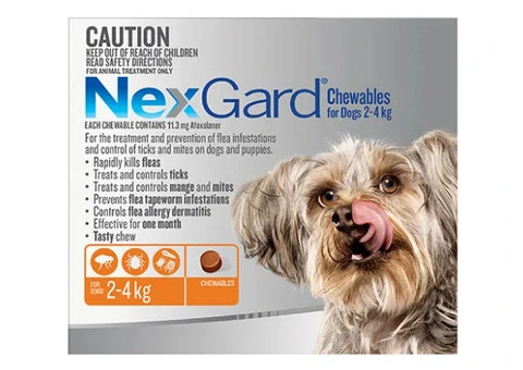Buy Nexgard Chewables For Very Small Dogs (2 - 4 Kg) Orange Online