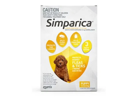Simparica Chewables 5MG for Puppies 1.3-2.5KG (YELLOW)