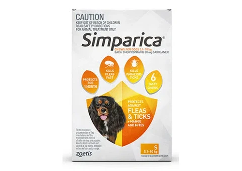 Simparica Chewables 20MG for Small Dogs 5.1-10KG (ORANGE)