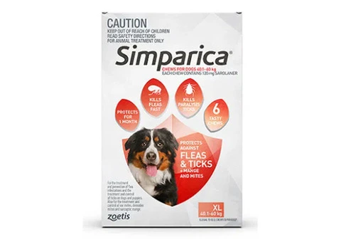 Simparica Chewables 120MG for XLarge Dogs 40.1-60KG (RED)