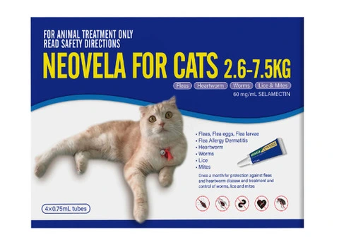 Neovela (Selamectin) Flea And Worming For Cats 2.6 - 7.5 Kg Blue