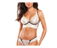 Shop The Romantic White And Black Lace Longline Bra Set, At Affordabe Price From Lingerie Seduction